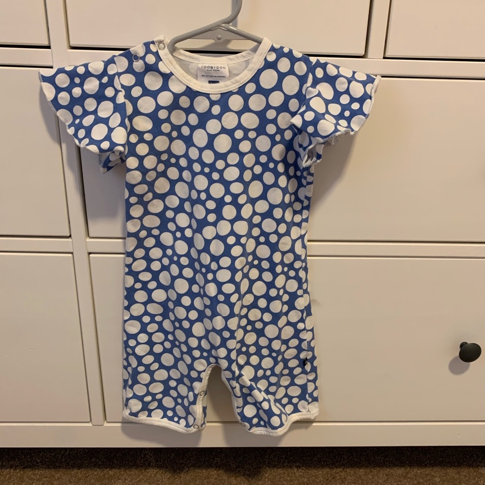 Flutter sleeve polka dot romper